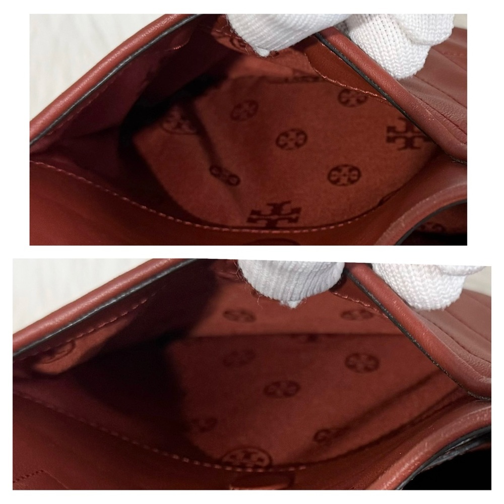 RARE Tory Burch Small Alexa Convertible Tote Bag Quilted Lambskin Rust Gold EUC - Picture 11 of 15